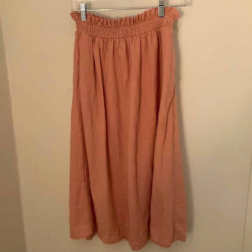 Midi length linen blend skirt